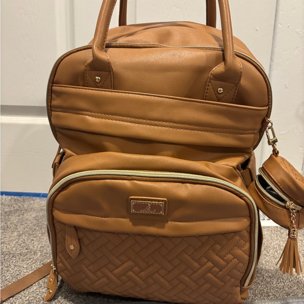 BabbleRoo Leather Diaper Bag Backpack leather brown - Picture 5 of 10